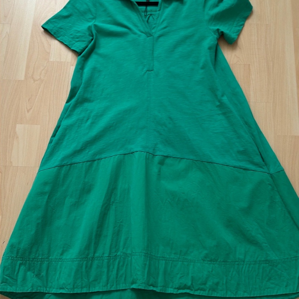 ME + EM vibrant green a line tiered v neck midi collared dress, size US 4 - Picture 5 of 10